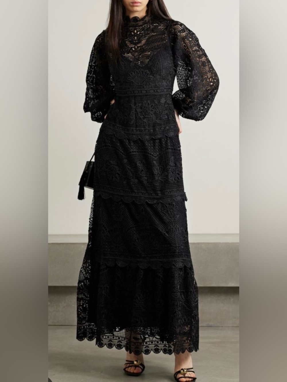 FARM Rio Tiered Guipure Lace Maxi Dress In Black π€ - Picture 2 of 9